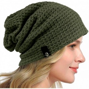 Skullies & Beanies Women's Slouchy Beanie Knit Beret Skull Cap Baggy Winter Summer Hat B08w - Solid Green - CM1980I784Q $26.21