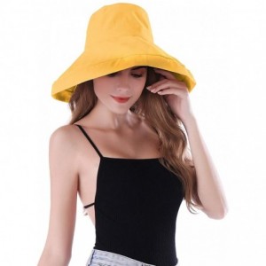 Sun Hats Women Wide Brim Sun Hats Foldable UPF 50+ Sun Protective Bucket Hat - Pure Yellow - CR18GTUIX6E $36.25