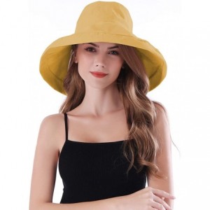 Sun Hats Women Wide Brim Sun Hats Foldable UPF 50+ Sun Protective Bucket Hat - Pure Yellow - CR18GTUIX6E $36.66