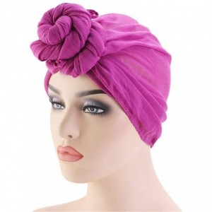 Skullies & Beanies Womens Big Flower Turban Beanie Elegant Cap Head Wrap Stretch Long Hair Scarf Headscarf - Rose - CD18UWZQS...