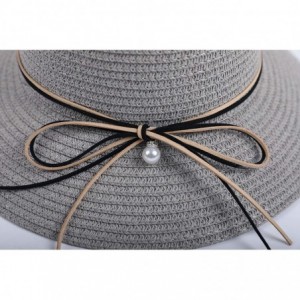 Sun Hats Wide Brim Summer Beach Sun Straw Hats for Women UPF 50 Foldable Floppy - Gray - C318XI5XQZ9 $30.03