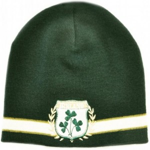 Skullies & Beanies Green Ireland Shamrock Crest Knit Hat - CZ118BUID25 $30.11