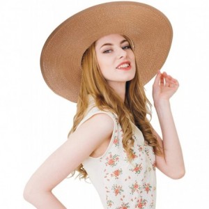 Sun Hats Womens Wide Brim Straw Hat Floppy Foldable Summer Beach Sun Hats for Women UPF50+ - Brown - CZ18U8G2X4K $36.44
