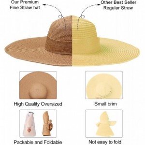 Sun Hats Womens Wide Brim Straw Hat Floppy Foldable Summer Beach Sun Hats for Women UPF50+ - Brown - CZ18U8G2X4K $37.35