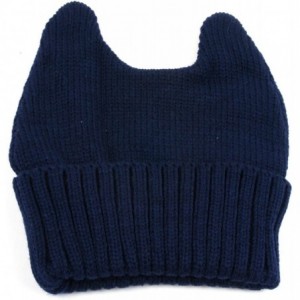 Skullies & Beanies Women's Winter Knit Bunny Ear Beanie 335HB - Dark Blue - CI11F8Y0EE7 $7.98