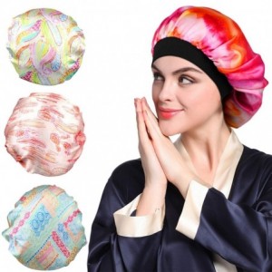 Skullies & Beanies 4PCS Floral Satin Bonnet for Women Natural Curly Hair-D - Z-Set D - CL198GW35OR $34.22