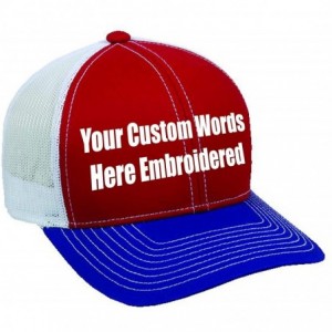 Baseball Caps Custom Trucker Mesh Back Hat Embroidered Your Own Text Curved Bill Outdoorcap - Red/White/Royal - CO18K5D7SAW $...