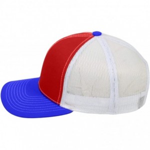 Baseball Caps Custom Trucker Mesh Back Hat Embroidered Your Own Text Curved Bill Outdoorcap - Red/White/Royal - CO18K5D7SAW $...