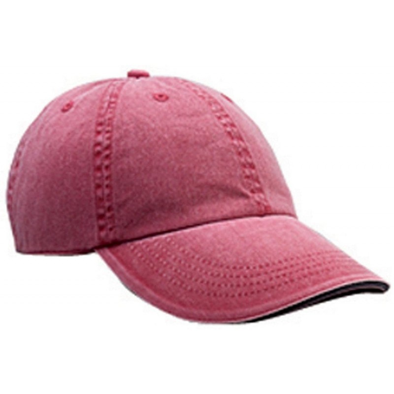 Baseball Caps 166 6-Panel Pigment-Dyed Twill Sandwich Cap Red Rock One Size - CD18CKN27MQ $23.22