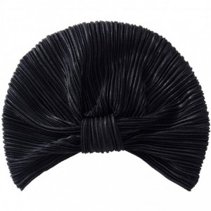 Skullies & Beanies Women Ruffle Turbans Glitter Pre-Tied Hats Knotted Chemo Caps African Twist Headwrap - Black - CQ18X7XIANN...