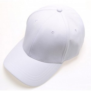 Baseball Caps Plain Polyester Twill Baseball Cap Hat with Flex fit Elastic Band - 1732-white - C612NW7GQC8 $23.28