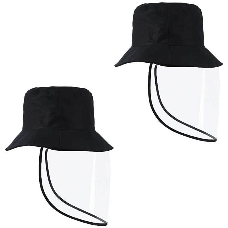 Bucket Hats Womens UPF50+ Linen/Cotton Summer Sunhat Bucket Packable Hats w/Chin Cord - 2black - CK1987WNN2I $29.43