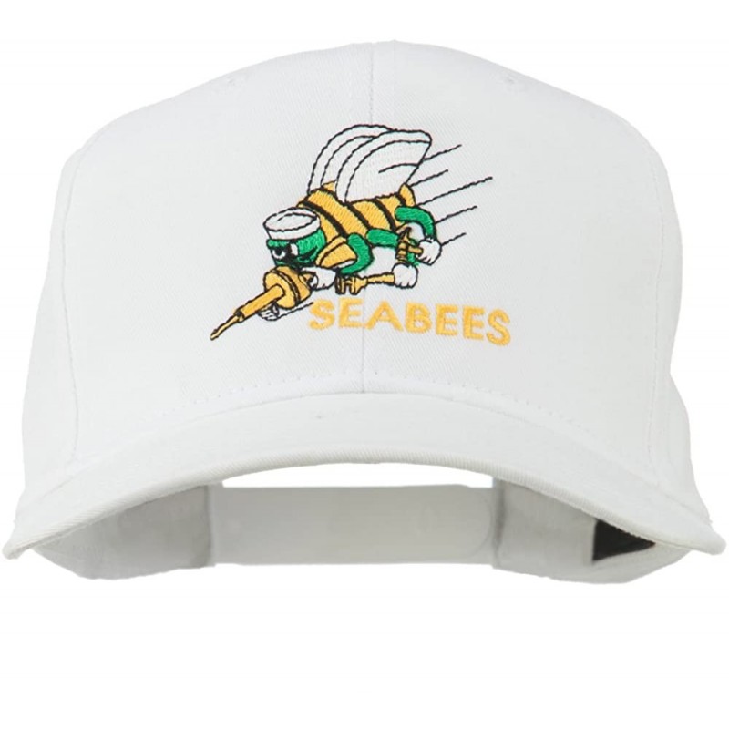 Baseball Caps Navy Seabees Symbol Embroidered Cap - White - CK11QLM4YAJ $51.33
