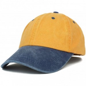 Baseball Caps Low Profile Unstructured Pigment Dyed Two Tone Baseball Cap - Mustard Navy - CN18KR4NT0E $23.62