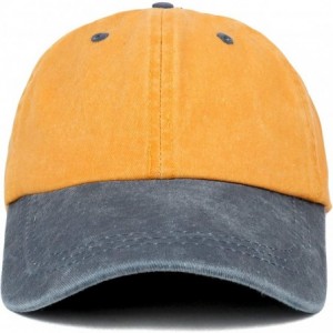 Baseball Caps Low Profile Unstructured Pigment Dyed Two Tone Baseball Cap - Mustard Navy - CN18KR4NT0E $24.52