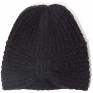 Skullies & Beanies Women Winter Knit Turban Beanie Chemo Hat with Soft Warm Wool - Black - C318WCDC9NS $8.53