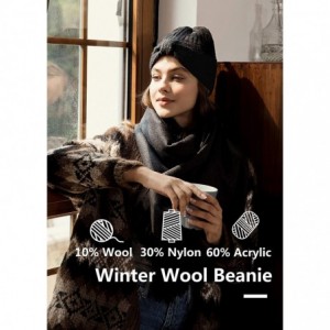 Skullies & Beanies Women Winter Knit Turban Beanie Chemo Hat with Soft Warm Wool - Black - C318WCDC9NS $17.71