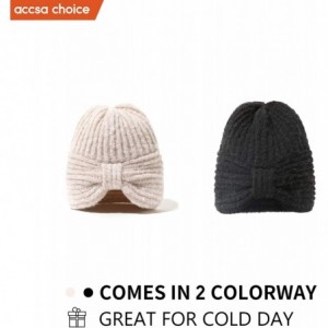 Skullies & Beanies Women Winter Knit Turban Beanie Chemo Hat with Soft Warm Wool - Black - C318WCDC9NS $17.71