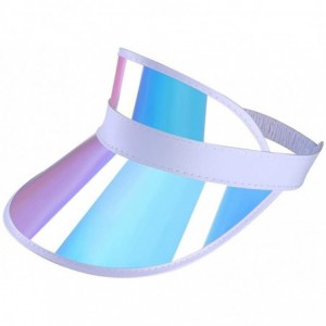 Visors Iridescent Plastic Sun-Visor Hats UV-Shield Protection Hat Tennis-Viosr-Mirrored - Rainbow 1pc - CX18REA2ZDN $28.14