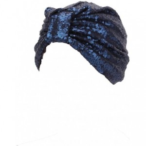 Skullies & Beanies Women Solid Pre Tied Cancer Chemo Hat Beanie Scarf Turban Head Wrap Cap - Navy - CC185I7ML7L $18.99