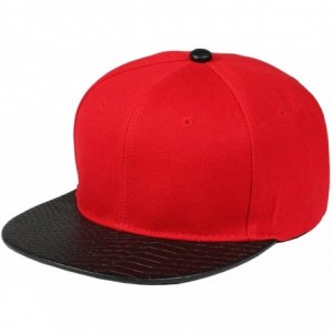 Baseball Caps Plain Animal Snakeskin PU Leather Strapbacks Hat (Black/Brown) - Red/Black - C7126ISXJPR $26.86