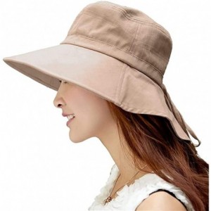 Sun Hats Womens Summer Flap Cover Cap Cotton UPF 50+ Sun Shade Hat with Neck Cord - 1005_khaki - CQ18GWWIZXH $42.68