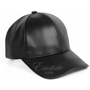 Baseball Caps Fitted Genuine Cowhide Leather Baseball Caps Made in USA - Black - CI11JYYRNR3 $49.46