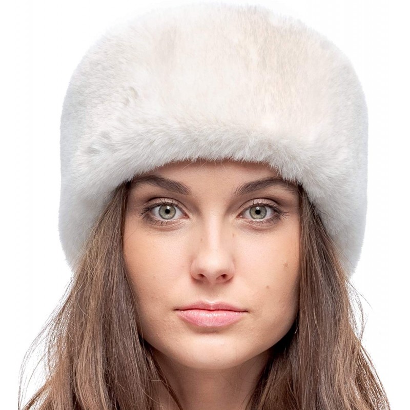 Cold Weather Headbands Womens Faux Fur Ear Warmer - Soft Velvet Fur - Chic Winter Headband - Ecru Rabbit - CK18AUYLSAT $32.16