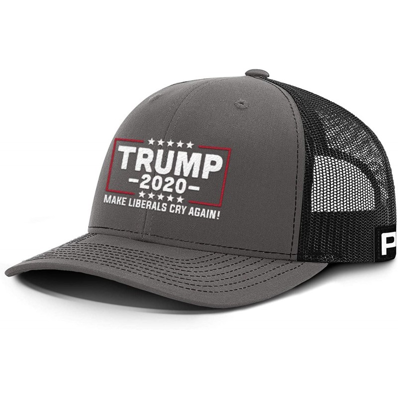 Baseball Caps Trump Hat 2020 Make Liberals Cry Again Mesh Back - Charcoal Front / Black Mesh - CC18UCO04IY $40.86