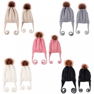 Skullies & Beanies Parent Child Mother Daughter Knitted Crochet - C-pink - CY18Y3DLOW3 $23.19