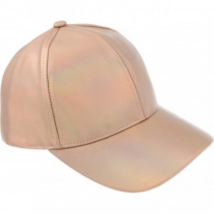 Baseball Caps Ladies Solid PU Baseball Hat - Rose Gold Iridescent - C218LZWKK78 $28.61