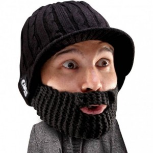 Skullies & Beanies Stubble Rider Beard Beanie - Funny Knit Hat and Fake Beard Facemask - Black - CL11DF1EOPF $41.69