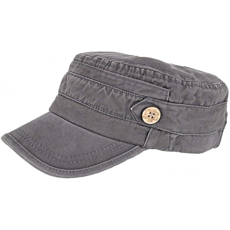 Baseball Caps Mens 100% Cotton Flat Top Running Golf Army Corps Military Baseball Caps Hats - Buttons Dark Gray - CA1974KUYHD...