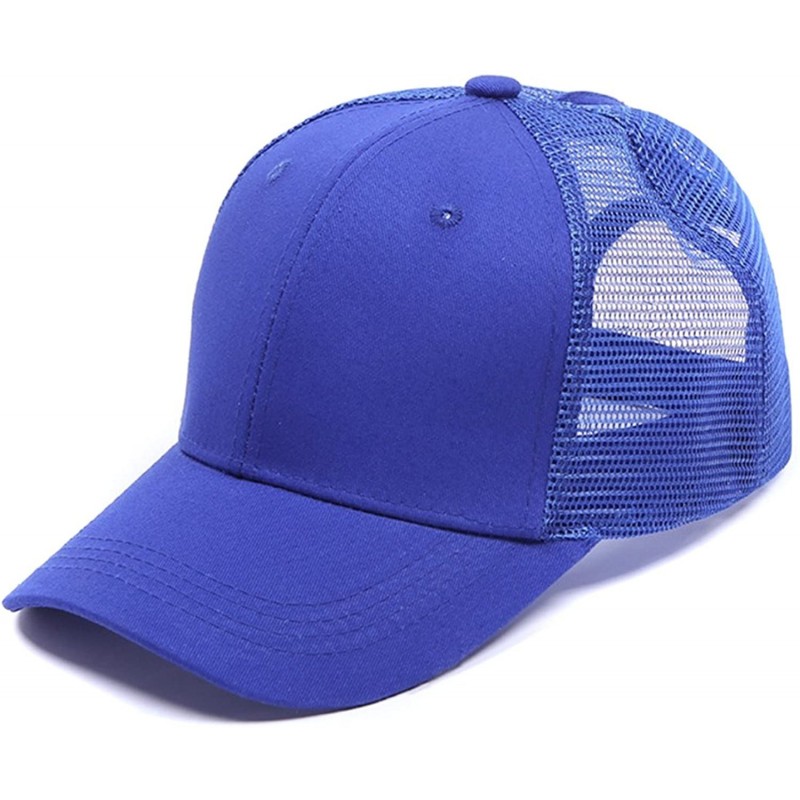 Baseball Caps Ponycap Messy High Bun Ponytail Baseball Hat Unisex Adjustable Glitter Trucker Hat - Blue - CP18EEHE5S6 $26.86