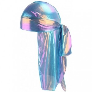 Skullies & Beanies Silky Durags Pack for Men Women Waves Satin Hair Bonnet Sleeping Hat Holographic Do Rags Set - C 2 - CU18W...