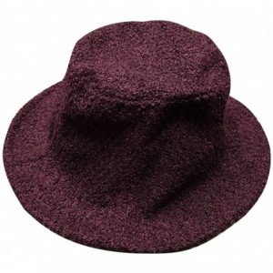 Bucket Hats Women's Polar Fleece Plush Winter Floppy Sun Bucket Hat - Burgandy - CF18KS2AIWL $24.74