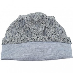 Skullies & Beanies Womens Lace Flower Turban Hat Sequins Hair Loss Beanie Head Wrap Caps - Silver - C218HWQ8004 $9.24