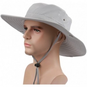 Cowboy Hats Outdoor Polyester Fishing Cap Cowboy Hat & Elastic Sweatband - Az-light Grey - CF12GROS6GJ $32.18