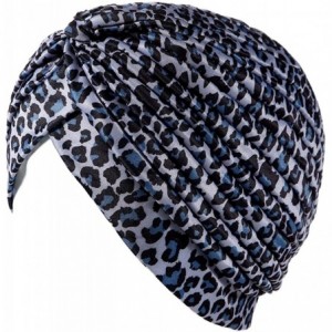 Sun Hats Shiny Turban Hat Headwraps Twist Pleated Hair Wrap Stretch Turban - Light Gray Leopard - C9199II06OH $22.64