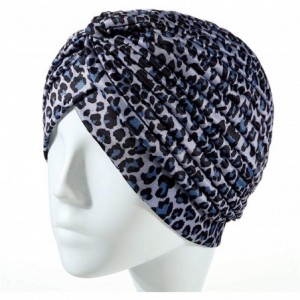Sun Hats Shiny Turban Hat Headwraps Twist Pleated Hair Wrap Stretch Turban - Light Gray Leopard - C9199II06OH $23.16
