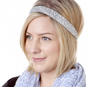 Headbands Women's Adjustable Non Slip Wide Bling Glitter Headband Silver Multi Pack - Silver & Silver 2pk - CU11RV72253 $15.03