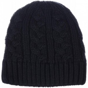 Skullies & Beanies Womens Winter Knit Plush Fleece Lined Beanie Ski Hat Sk Skullie Various Styles - Cable Black - CF18UTLADXT...