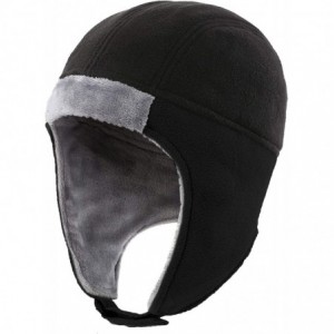 Skullies & Beanies Mens Fleece Thermal Skull Cap Beanie with Ear Flaps Winter Hats - All Black - CI19297AH9Q $25.21