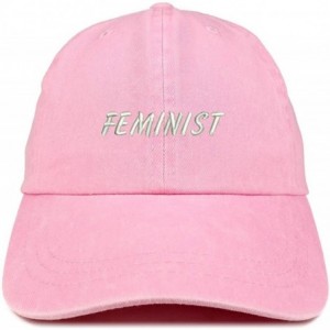 Baseball Caps Feminist Embroidered Washed Cotton Adjustable Cap - Pink - CM12IFNRD0F $17.65