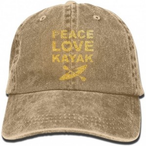 Skullies & Beanies Peace Love Kayak Adult Sport Adjustable Baseball Cap Cowboy Hat - Natural - CV1803RMW6H $25.40