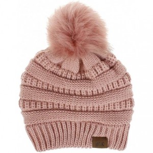 Skullies & Beanies Women Casual Knit Hats Beanie Hat Large Pom Ladies Winter Warm Cap - Pink - C318AYYRO6E $17.48