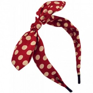 Headbands Womens Red Polka Dot Bow Pin-Up Hair Band Headband - Red - CE12ETKUBMZ $19.51