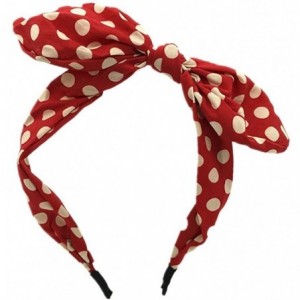 Headbands Womens Red Polka Dot Bow Pin-Up Hair Band Headband - Red - CE12ETKUBMZ $19.99
