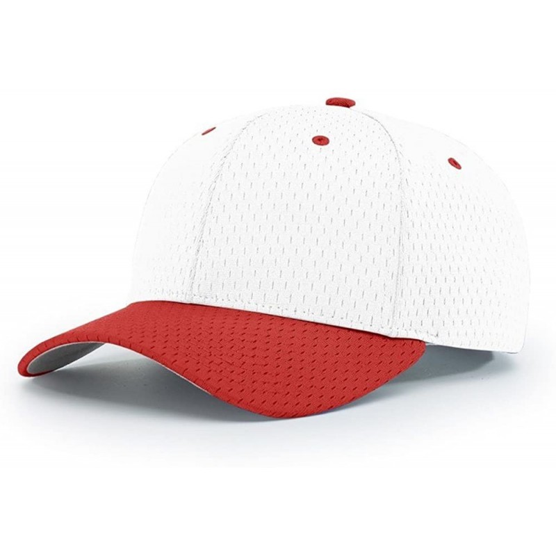 Baseball Caps 414 Pro Mesh Adjustable Blank Baseball Cap Fit Hat - White/Red - CH1873ZW4NM $20.71