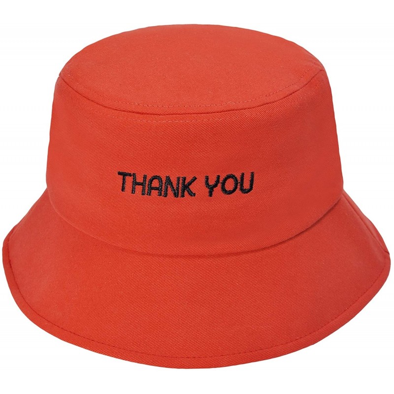 Bucket Hats Unisex Fashion Unique Word Embroidered Bucket Hat Summer Fisherman Cap for Men Women Teens - Thank You Red - CZ19...